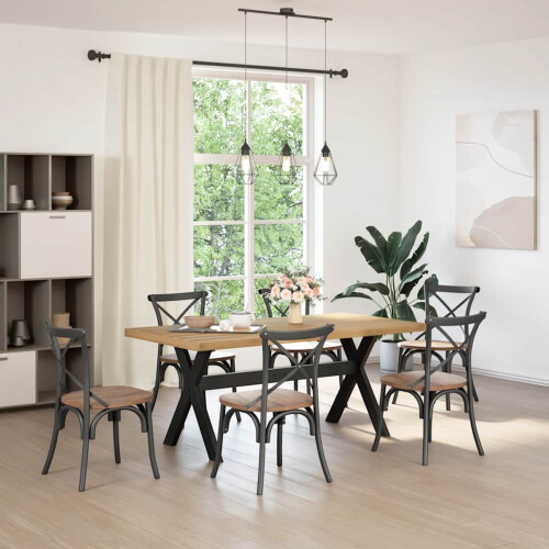 VidaXL (X-Shaped, 180 cm) vidaXL Dining Table Kitchen Table Dining Room Table NOAIN Solid Wood Pine 1