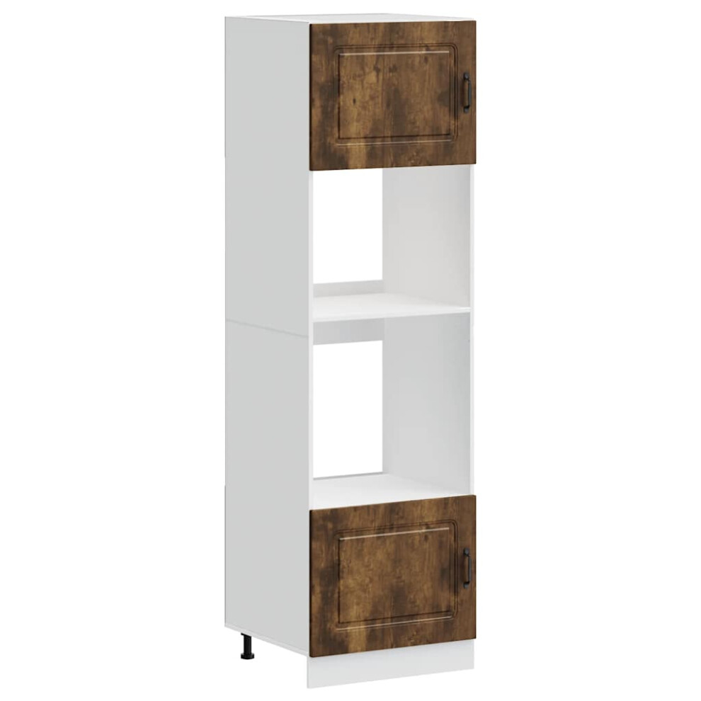 Vidaxl (Smoked Oak, 2 Pcs) Oven Cabinets Kitchen Cabinet Oven Unit 2 Pcs Lucca Engineered Wood