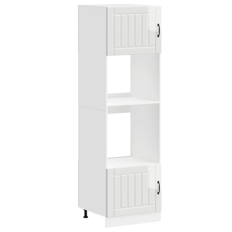 Vidaxl (High Gloss White, 2 Pcs) Oven Cabinets Kitchen Cabinet Oven Unit 2 Pcs Kalmar Engineered Wood