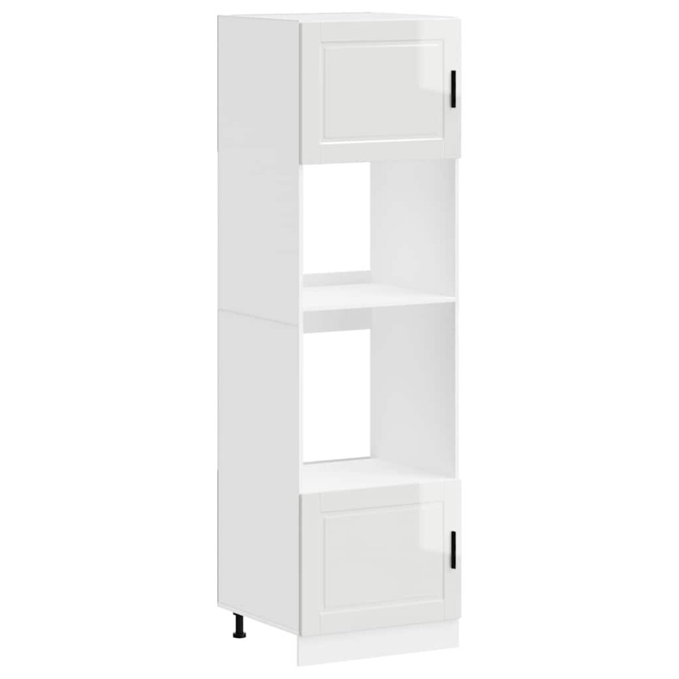 Vidaxl (High Gloss White, 2 Pcs) Oven Cabinet Kitchen Cabinet Oven Unit Oven Base Unit Engineered Wood