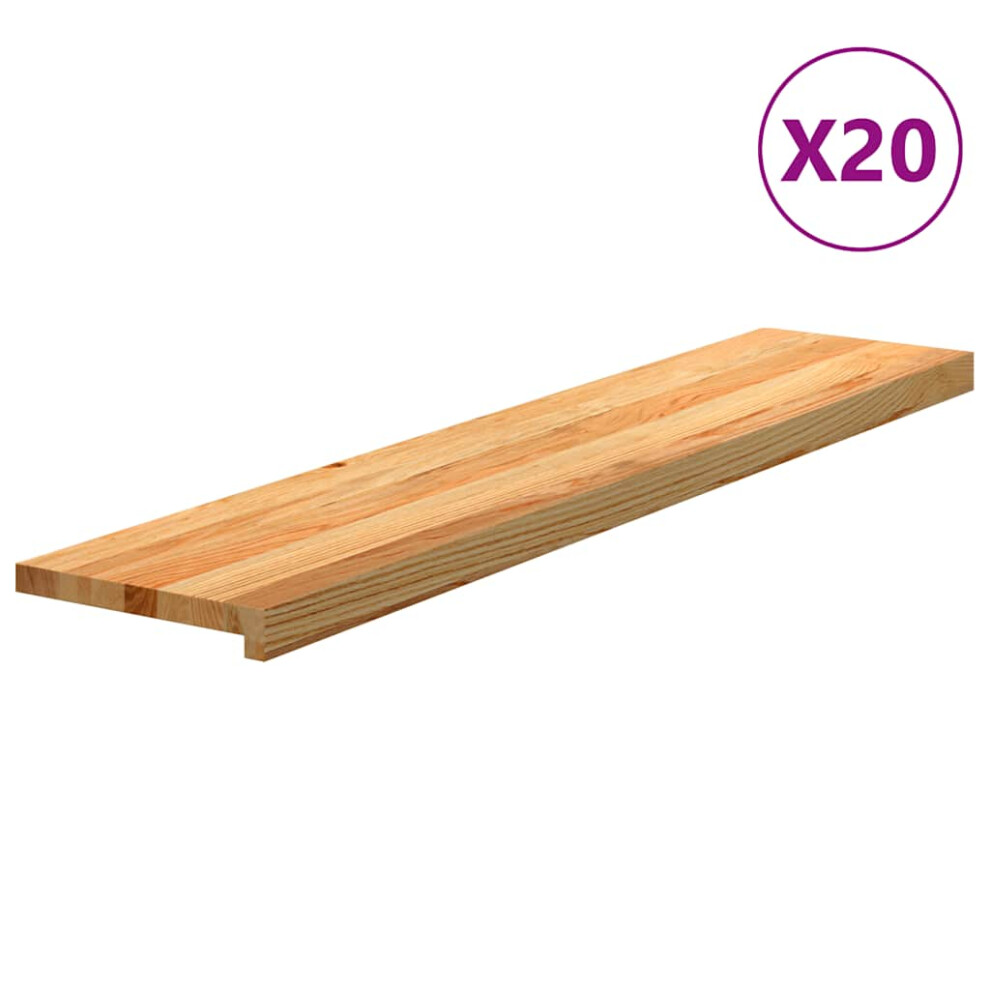 (light brown, 120 x 25 x 2 cm/ 20 pcs) vidaXL Stair Treadss Step Mat Door Mat Tread Mat Untreated Solid Wood Oak