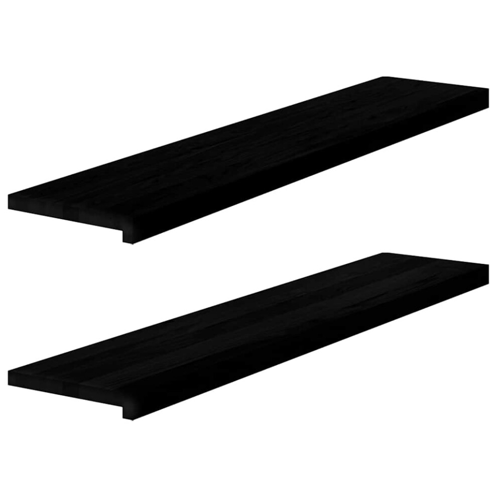 Vidaxl Dark/Brown ( 120 X 25 X 2 Cm/ 2 Pcs) Stair Treadss Step Mat Door Mat Tread Mat Untreated Solid Wood Oak