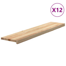(natural, 120 x 30 x 2 cm/ 12 pcs) vidaXL Stair Treadss Step Mat Door Mat Tread Mat Untreated Solid Wood Oak