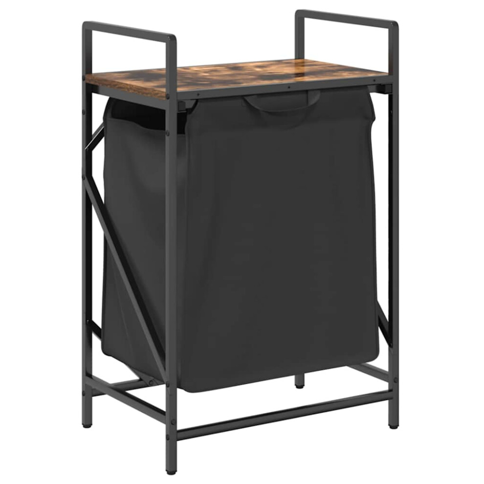 Vidaxl (Smoked Oak) Laundry Basket 1 Compartment With Shelf Laundry Hamper