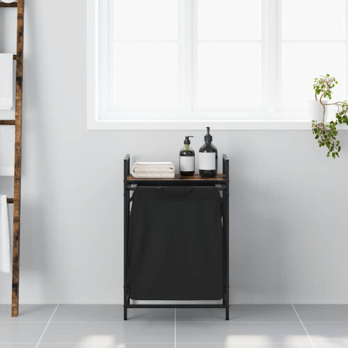 VidaXL (smoked oak) vidaXL Laundry Basket 1 Compartment with Shelf laundry hamper 2