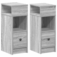 (grey sonoma, 2 pcs) vidaXL Bedside Cabinets with Drawer Nightstand Bed Side Table Side Cabinet