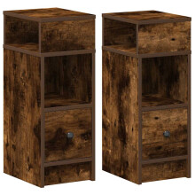 (smoked oak, 2 pcs) vidaXL Bedside Cabinets with Drawer Nightstand Bed Side Table Side Cabinet