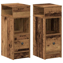 (old wood, 2 pcs) vidaXL Bedside Cabinets with Drawer Nightstand Bed Side Table Side Cabinet