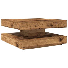 (old wood, 70 x 70 x 34.5 cm) vidaXL Coffee Table 360-Degree Rotatable Hallway End Table Tea Side Table