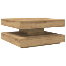 (artisan oak, 70 x 70 x 34.5 cm) vidaXL Coffee Table 360-Degree Rotatable Hallway End Table Tea Side Table