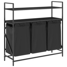 (black oak) vidaXL Laundry Basket 3 Compartments with Shelves laundry hamper