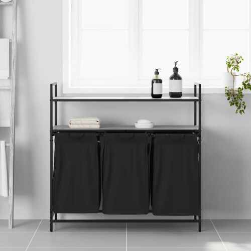 VidaXL (grey sonoma) vidaXL Laundry Basket 3 Compartments with Shelves laundry hamper 2