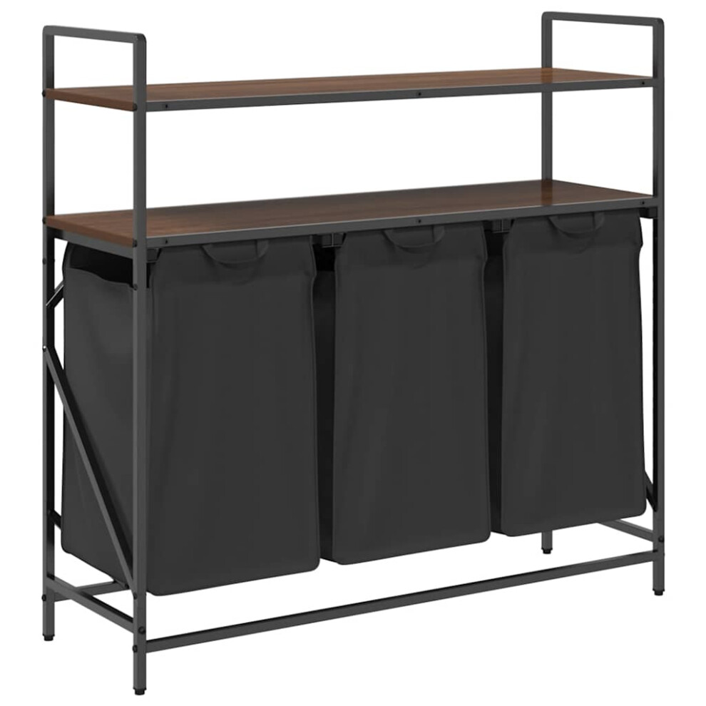 Vidaxl ( Oak) Laundry Basket 3 Compartments With Shelves Laundry Hamper Brown
