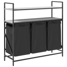 (grey sonoma) vidaXL Laundry Basket 3 Compartments with Shelves laundry hamper