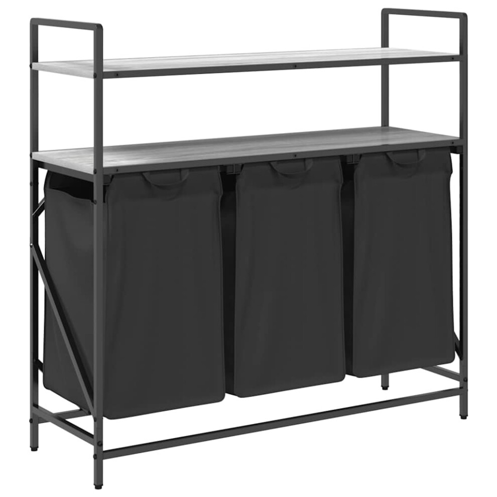 Vidaxl ( Sonoma) Laundry Basket 3 Compartments With Shelves Laundry Hamper Grey