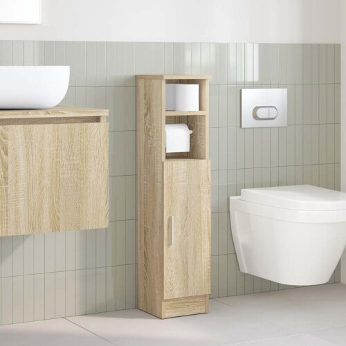 VidaXL (sonoma oak) vidaXL Bathroom Cabinet with Roll Holder Storage Unit Vanity Unit 2