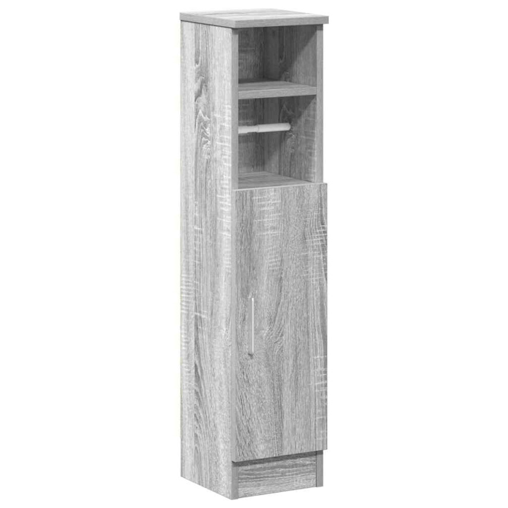 Vidaxl (Grey Sonoma) Bathroom Cabinet With Roll Holder Storage Unit Vanity Unit