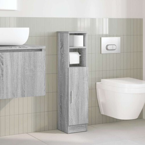 VidaXL (grey sonoma) vidaXL Bathroom Cabinet with Roll Holder Storage Unit Vanity Unit 2