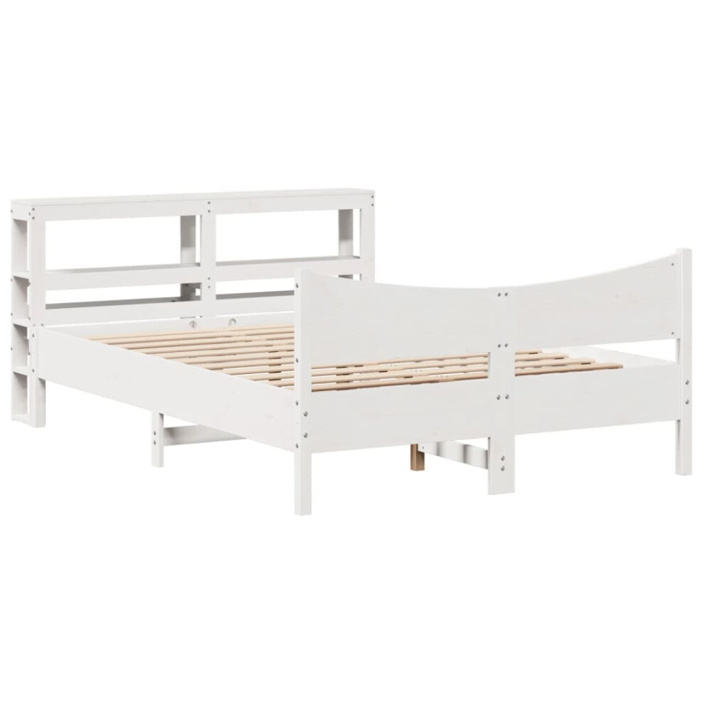 Vidaxl Bed Frame With Headboard Bed Base White 120X200 Cm Solid Wood Pine