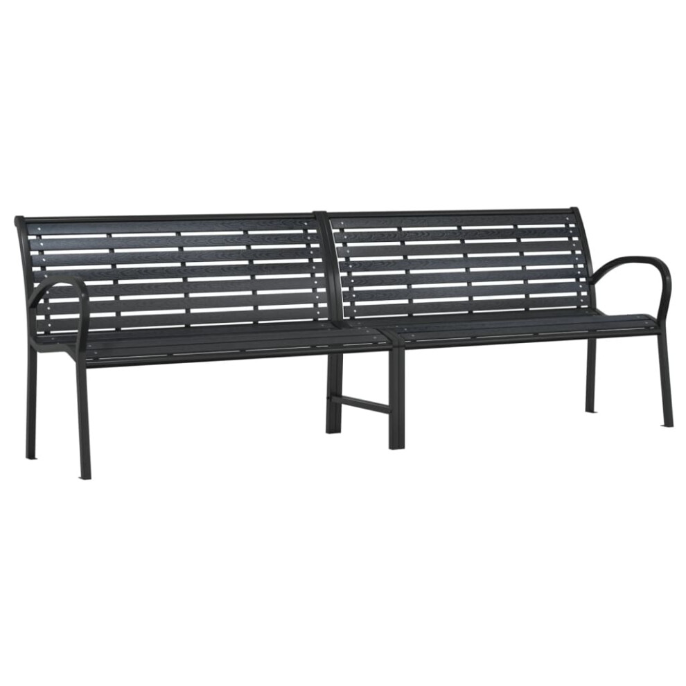 Vidaxl Twin Garden Bench Outdoor Bench Park Bench Seat Black Steel And Wpc