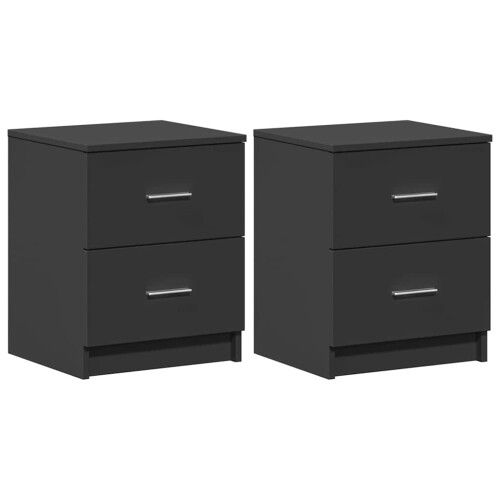 VidaXL (black, 2 pcs) vidaXL Bedside Cabinet with 2 Drawers Nightstand Bed Side Table 1