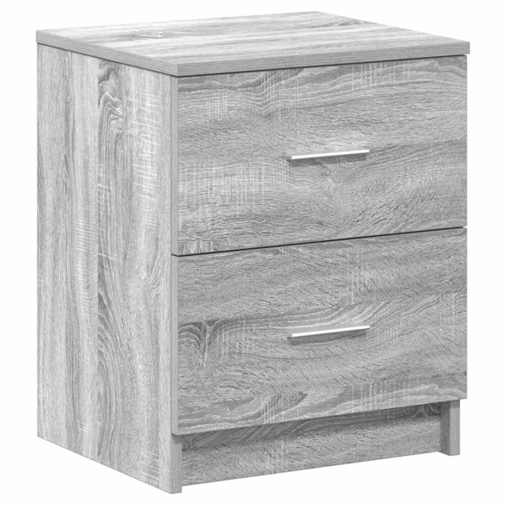 Vidaxl (Grey Sonoma, 1 Pcs) Bedside Cabinet With 2 Drawers Nightstand Bed Side Table