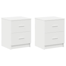 (white, 2 pcs) vidaXL Bedside Cabinet with 2 Drawers Nightstand Bed Side Table