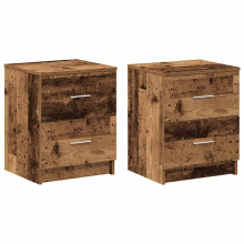 (old wood, 2 pcs) vidaXL Bedside Cabinet with 2 Drawers Nightstand Bed Side Table