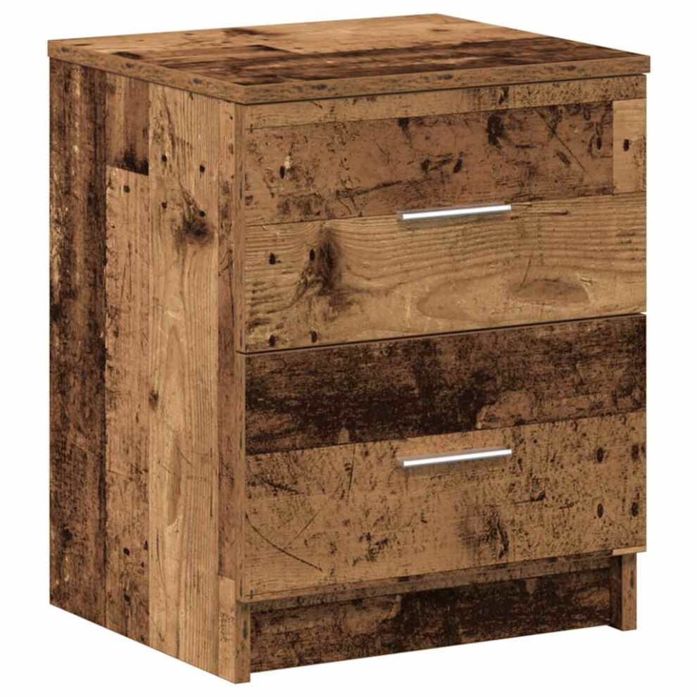 Vidaxl (Old Wood, 1 Pcs) Bedside Cabinet With 2 Drawers Nightstand Bed Side Table