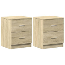 (sonoma oak, 2 pcs) vidaXL Bedside Cabinet with 2 Drawers Nightstand Bed Side Table
