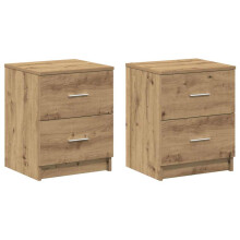 (artisan oak, 2 pcs) vidaXL Bedside Cabinet with 2 Drawers Nightstand Bed Side Table