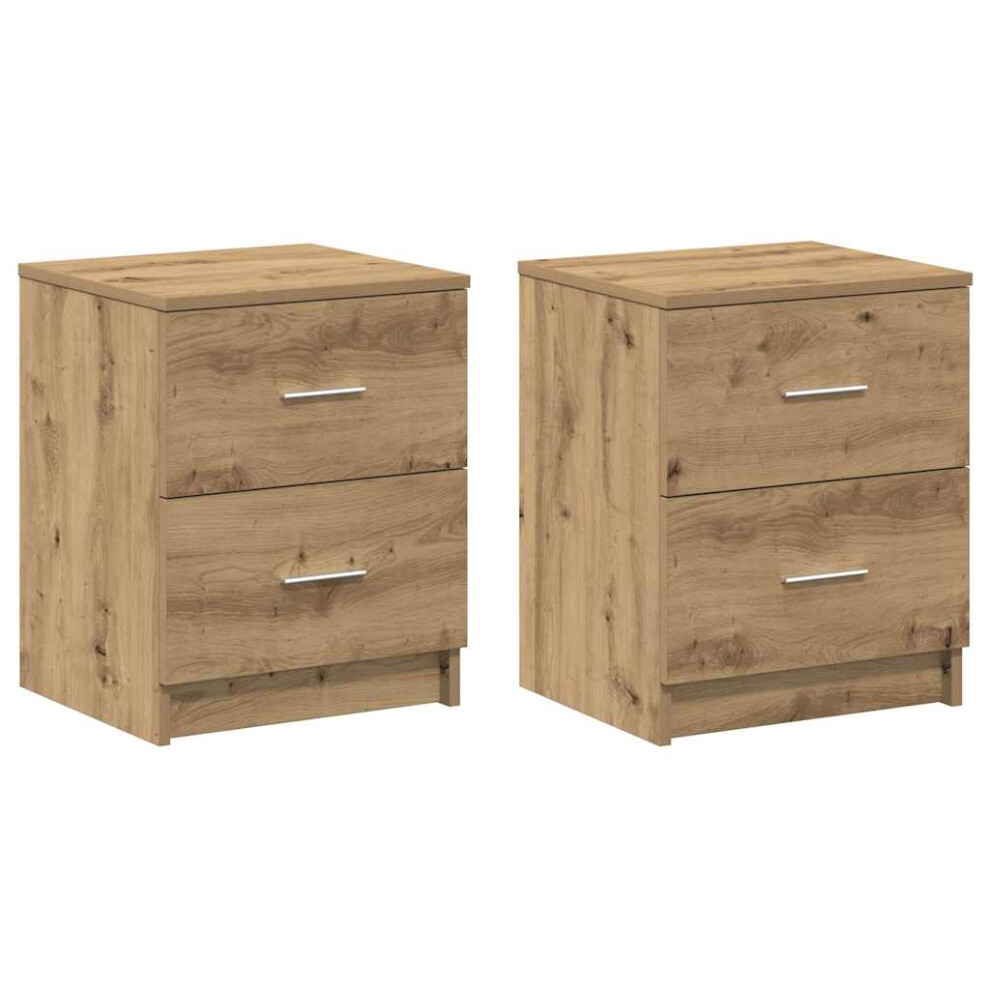 Vidaxl (Artisan Oak, 2 Pcs) Bedside Cabinet With 2 Drawers Nightstand Bed Side Table