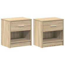(sonoma oak, 2 pcs) vidaXL Bedside Cabinet with Drawer Nightstand Bed Side Table Bed Cabinet