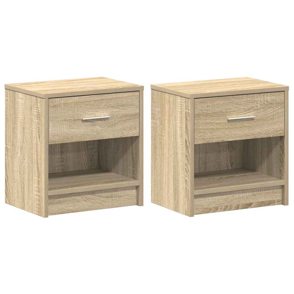 Vidaxl (Sonoma Oak, 2 Pcs) Bedside Cabinet With Drawer Nightstand Bed Side Table Bed Cabinet