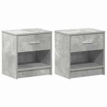 (concrete grey, 2 pcs) vidaXL Bedside Cabinet with Drawer Nightstand Bed Side Table Bed Cabinet