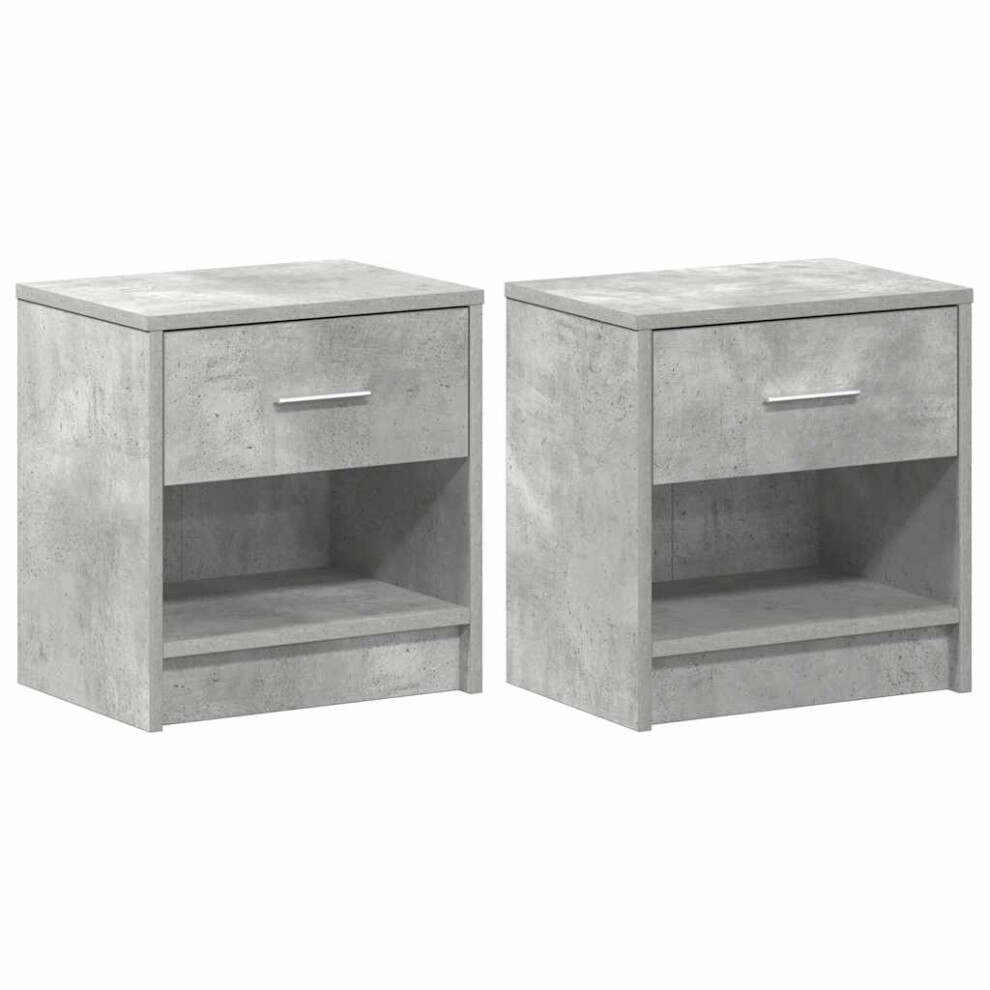 Vidaxl (Concrete Grey, 2 Pcs) Bedside Cabinet With Drawer Nightstand Bed Side Table Bed Cabinet