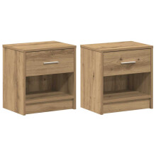 (artisan oak, 2 pcs) vidaXL Bedside Cabinet with Drawer Nightstand Bed Side Table Bed Cabinet