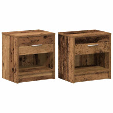 (old wood, 2 pcs) vidaXL Bedside Cabinet with Drawer Nightstand Bed Side Table Bed Cabinet