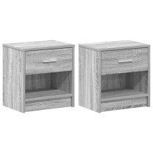 (grey sonoma, 2 pcs) vidaXL Bedside Cabinet with Drawer Nightstand Bed Side Table Bed Cabinet