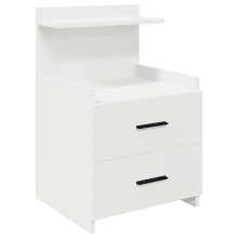 (white, 1 pcs) vidaXL Bedside Cabinet with 2 Drawers Nightstand Side Table Bed Table