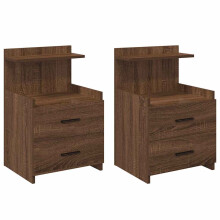 (brown oak, 2 pcs) vidaXL Bedside Cabinet with 2 Drawers Nightstand Side Table Bed Table