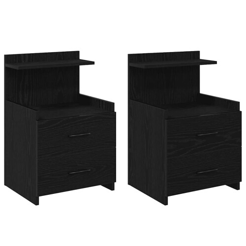 VidaXL (black, 2 pcs) vidaXL Bedside Cabinet with 2 Drawers Nightstand Side Table Bed Table 1