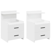 (white, 2 pcs) vidaXL Bedside Cabinet with 2 Drawers Nightstand Side Table Bed Table