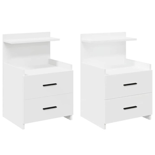 VidaXL (white, 2 pcs) vidaXL Bedside Cabinet with 2 Drawers Nightstand Side Table Bed Table