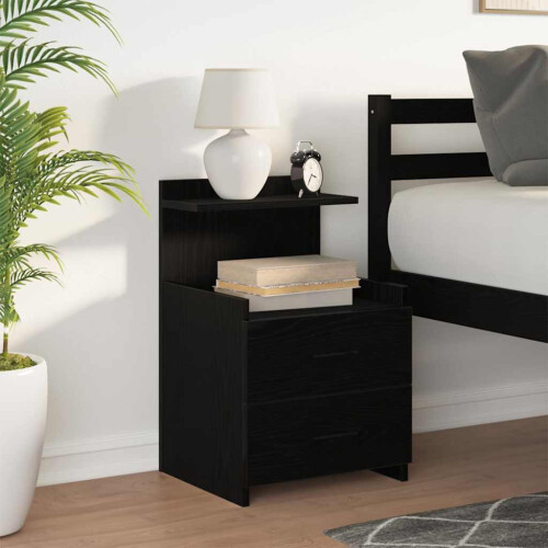 VidaXL (black, 1 pcs) vidaXL Bedside Cabinet with 2 Drawers Nightstand Side Table Bed Table 2