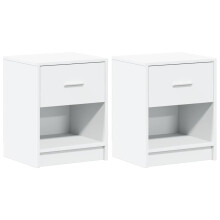 (white, 2 pcs) vidaXL Bedside Cabinets 2 pcs with Drawer Nightstand Bed Side Table
