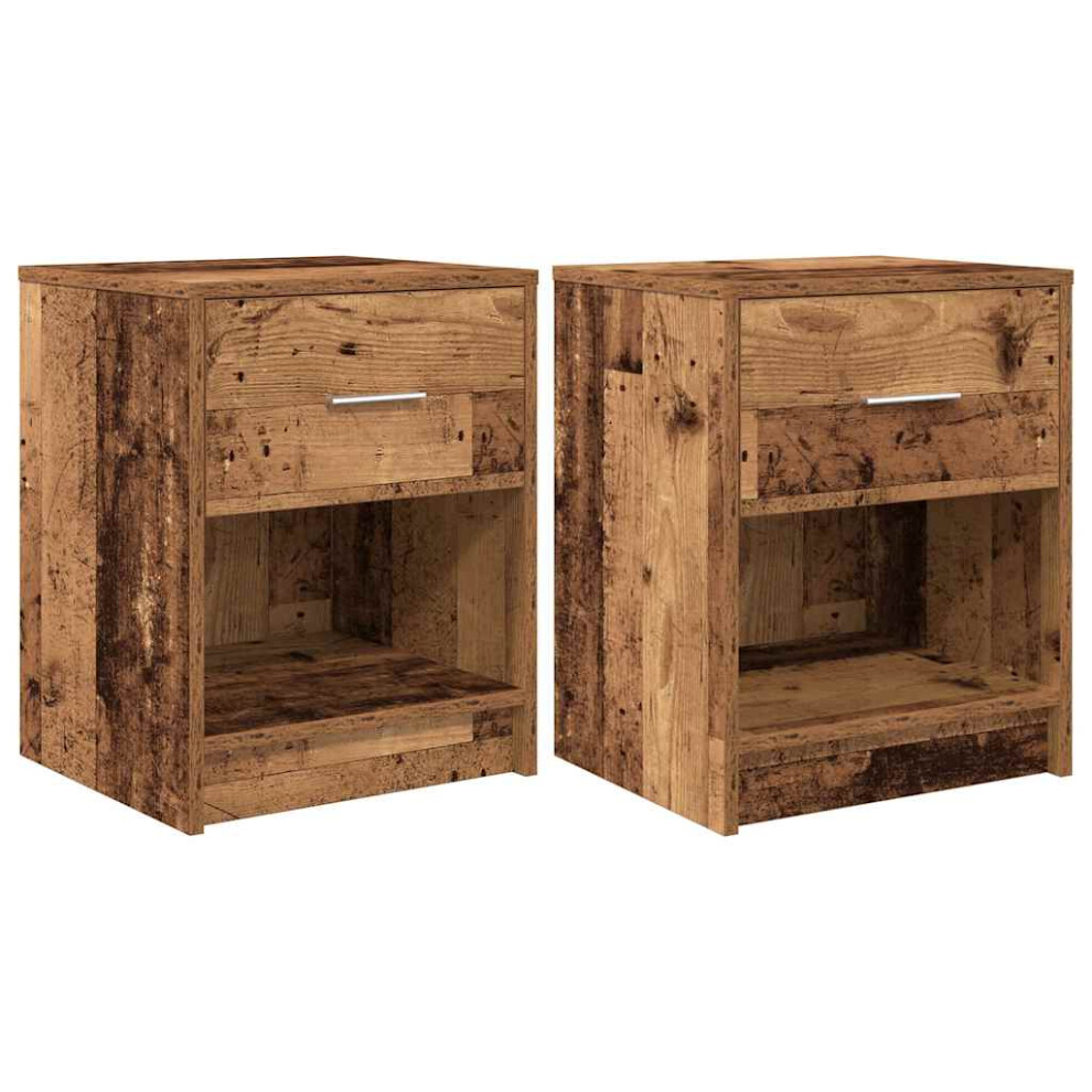 Vidaxl (Old Wood, 2 Pcs) Bedside Cabinets 2 Pcs With Drawer Nightstand Bed Side Table