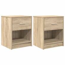 (sonoma oak, 2 pcs) vidaXL Bedside Cabinets 2 pcs with Drawer Nightstand Bed Side Table