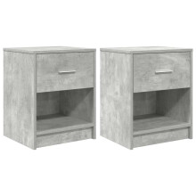 (concrete grey, 2 pcs) vidaXL Bedside Cabinets 2 pcs with Drawer Nightstand Bed Side Table