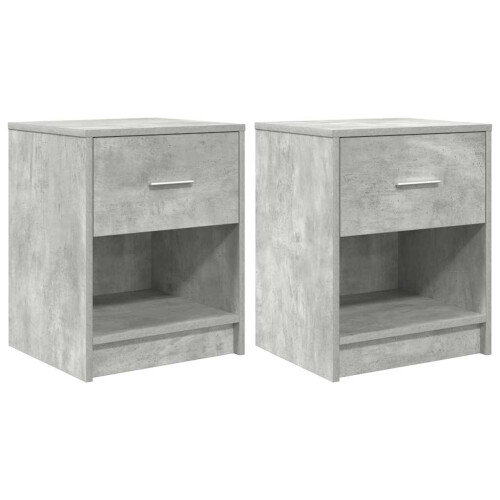 VidaXL (concrete grey, 2 pcs) vidaXL Bedside Cabinets 2 pcs with Drawer Nightstand Bed Side Table
